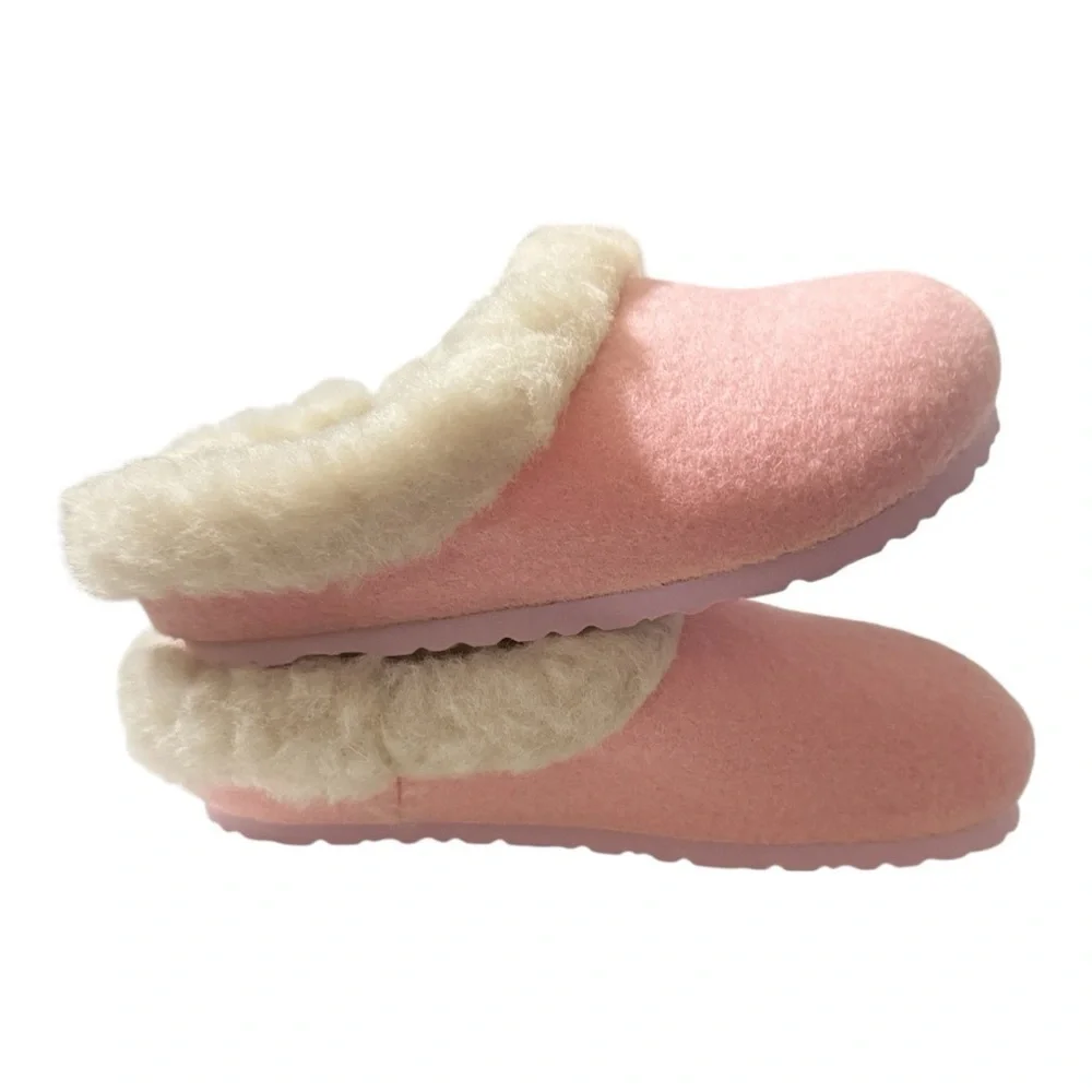 Birkenstock Pink Shearling Girls Slippers Size 8 Narrow (EU 26)